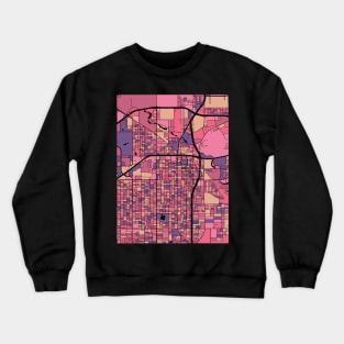 Lubbock Map Pattern in Purple & Pink Crewneck Sweatshirt